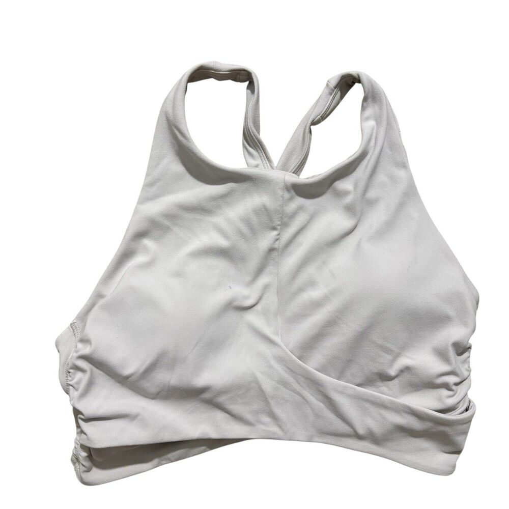 Lululemon Always Aligned Sports Bra Sz 10 Beige Criss Cross Back Athletic READ